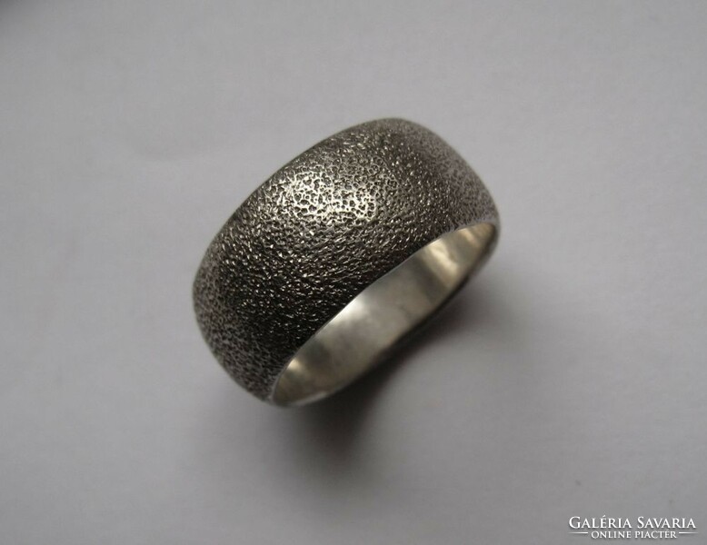 Hammered, shiny silver hoop ring