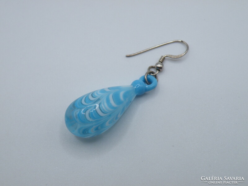 Uk0002 unique turquoise blue glass earrings 925