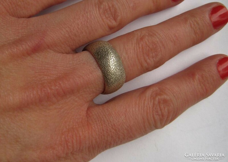 Hammered, shiny silver hoop ring