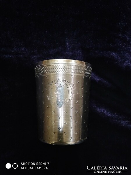 Antique silver (950) French glass with gilded interior. (111.9Gr.)