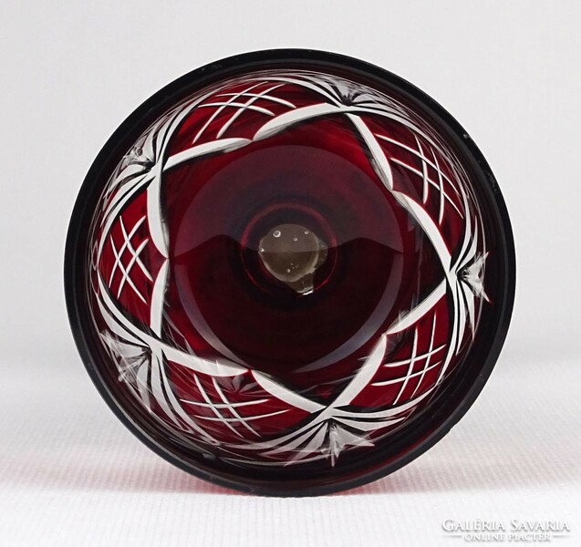 1P847 silver base polished burgundy crystal goblet 14.5 Cm