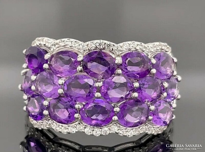 Luxury amethyst gemstone sterling silver ring 925/ - new 56 es mèret