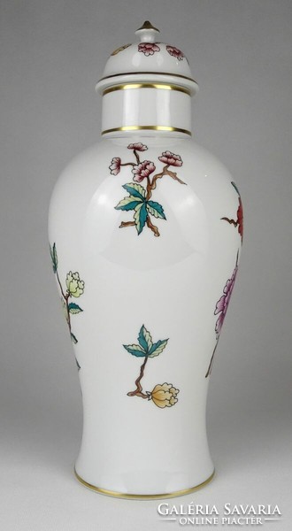 1P851 Nagyméretű fedeles Hollóházi porcelán váza 31.5 cm