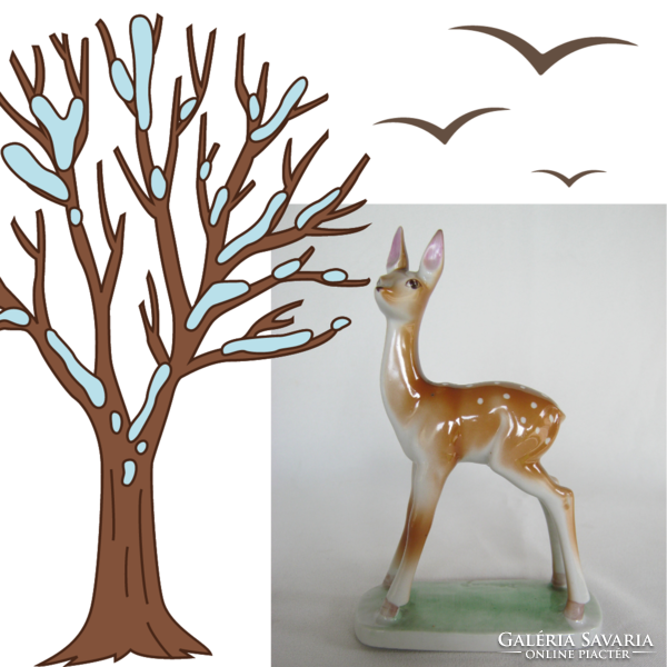 Porcelain roe deer from Drasche quarry designed by Béla Balogh