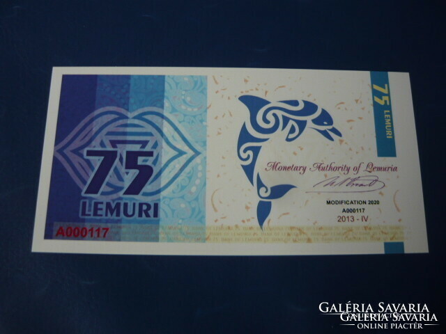 Lemuria 75 lemur 2013 dolphin ! Rare fantasy paper money! Ouch!