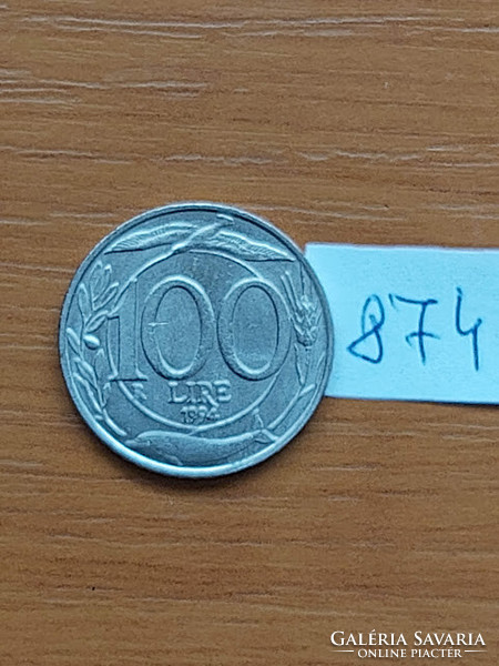 Italy 100 lira 1994, dolphin 874