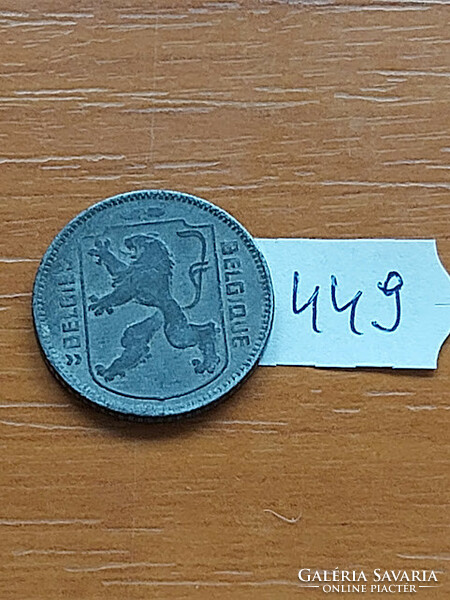 Belgium belgie - belgique 1 franc 1942 ww ii, zinc, iii. King Leopold 449