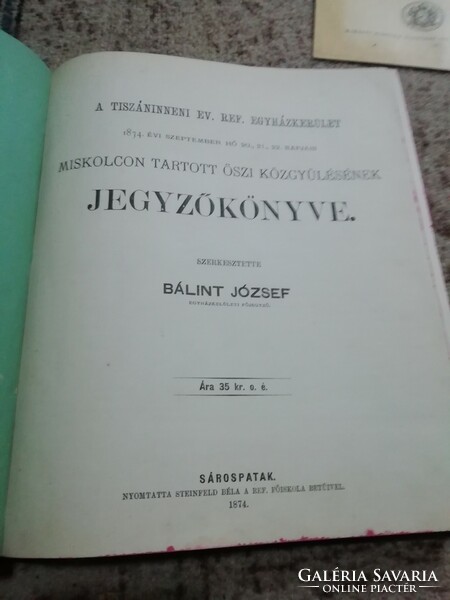 Minutes of József Bálint's 1874 autumn assembly held in Miskolc