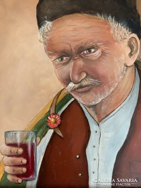 Rónai Antal “Portré” című olajfestménye fa keretben (33x27cm)