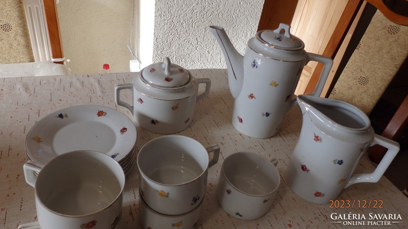Zsolnay coffee set with small flower pattern