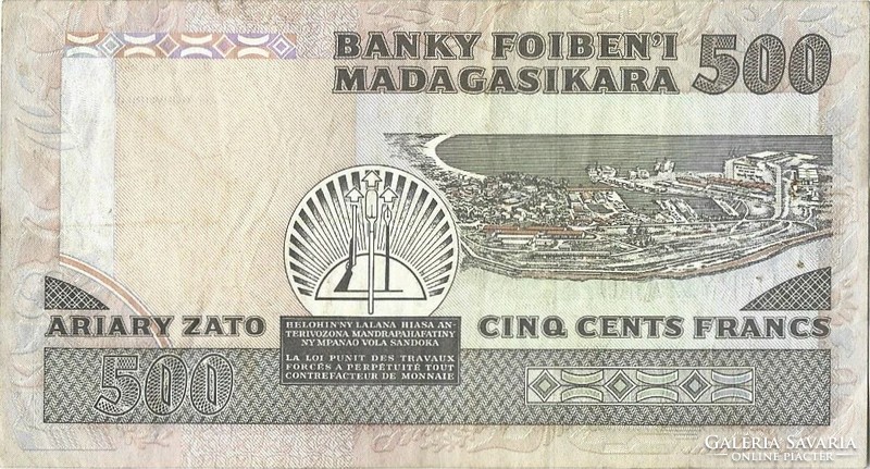 500 francs 100 ariary 1983-87 Madagaszkár