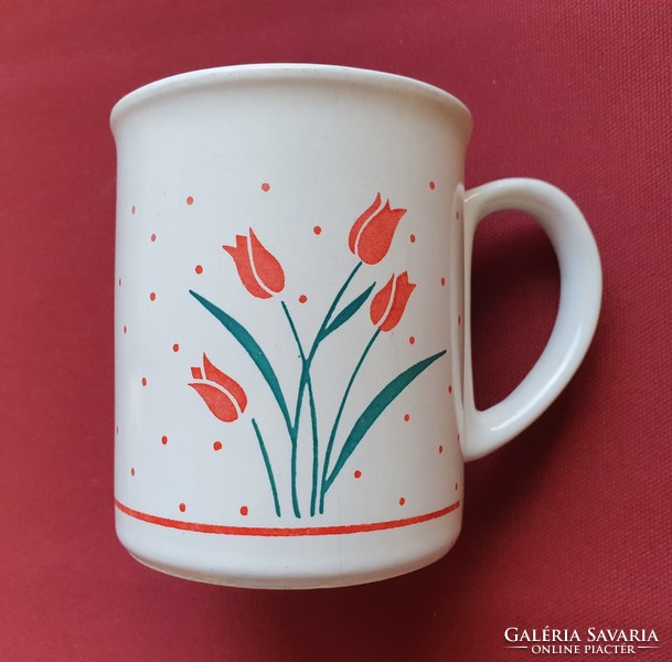 Régi antik vintage porcelán tulipános tulipán mintás bögre csésze