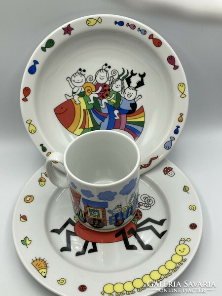 Zsolnay berry and doll 3-piece children's dining set