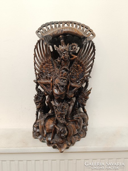 Antique Carved Hindu Hinduism Hardwood Vishnu Garuda Bird Indonesia Bali Damaged 456 8297