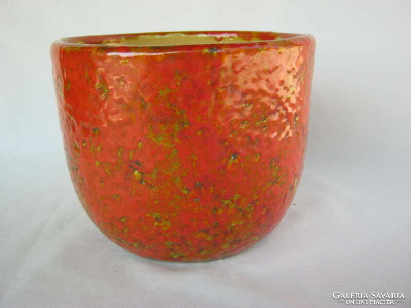 Retro orange glazed ceramic bowl