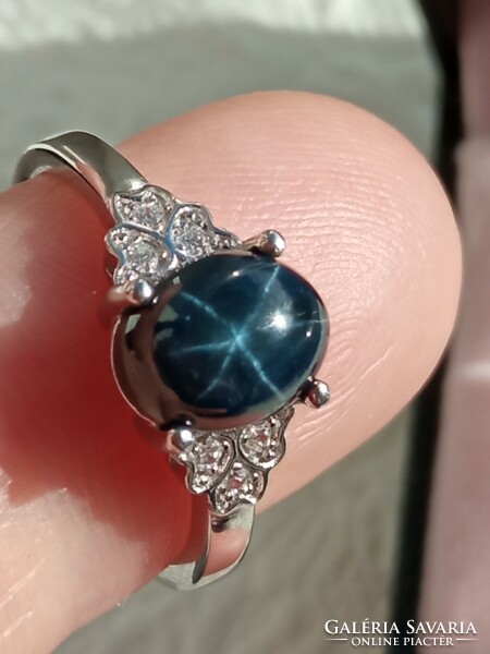 Star sapphire 925 silver ring 57
