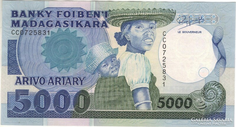 5000 francs 1000 ariary 1988-94 Madagaszkár