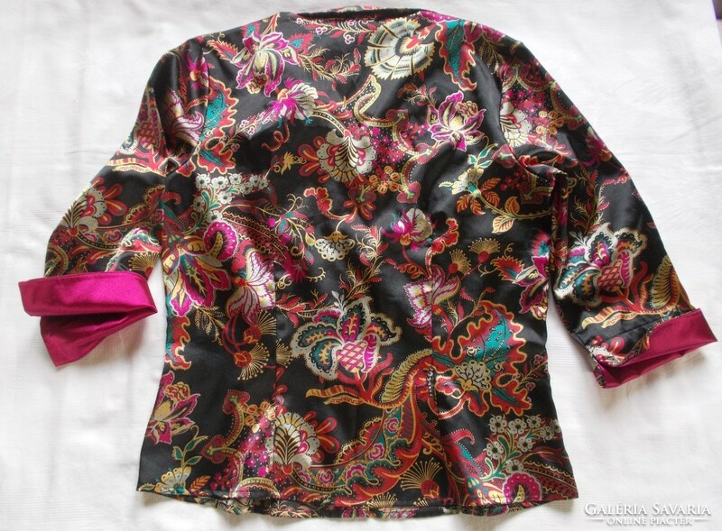 Marks Spencer silk casual top, oriental pattern blouse, shirt