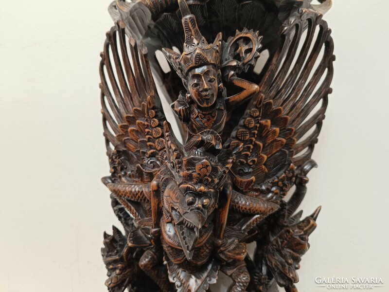 Antique Carved Hindu Hinduism Hardwood Vishnu Garuda Bird Indonesia Bali Damaged 456 8297