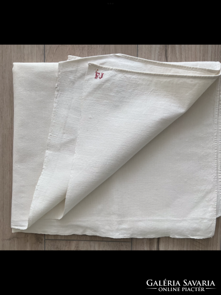 Home-woven, hand-woven thick linen sheet, tablecloth 132x170 cm - monogrammed