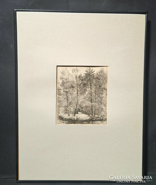 Boris buluchevsky: forest landscape - etching, Russian graphic work