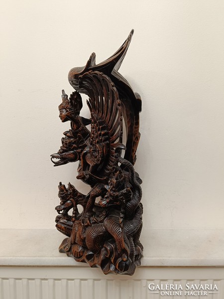 Antique Carved Hindu Hinduism Hardwood Vishnu Garuda Bird Indonesia Bali Damaged 456 8297