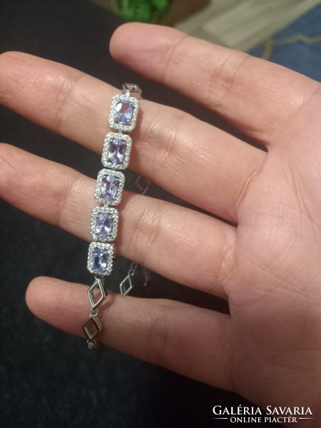 925 sterling silver bracelet with genuine tanzanite gemstone
