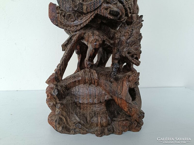 Antique Carved Hindu Hinduism Hardwood Vishnu Garuda Bird Indonesia Bali Damaged 723 8340