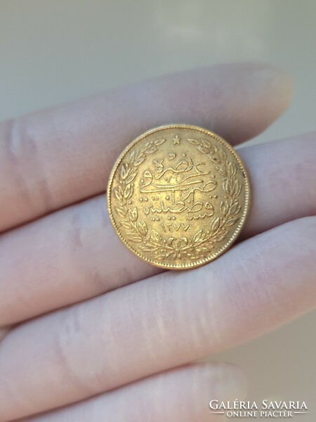 1869 ( 1277) Ottoman Empire abdülaziz 0.917 Gold 100 kurush!!!