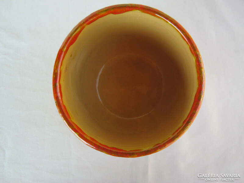 Retro orange glazed ceramic bowl