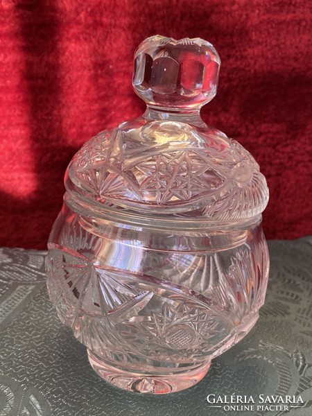 Old retro crystal glass bonbonier sugar holder