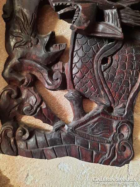 Antique Chinese dragon wood carving, wall relief, relief, negotiable