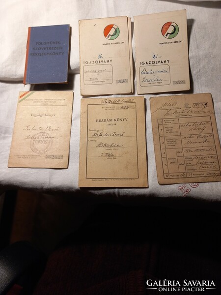 Certificates. National peasant party, application book, membership book for new owners, etc.