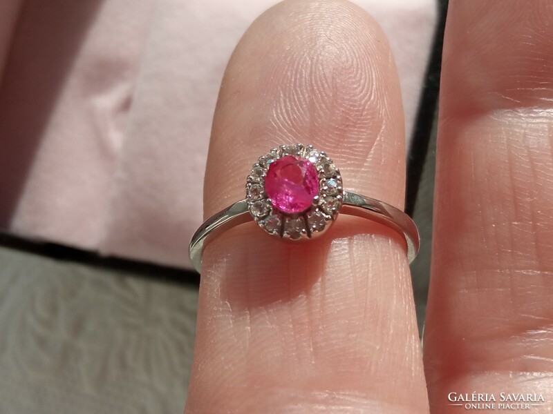 Burmese ruby gem 925 silver ring 58