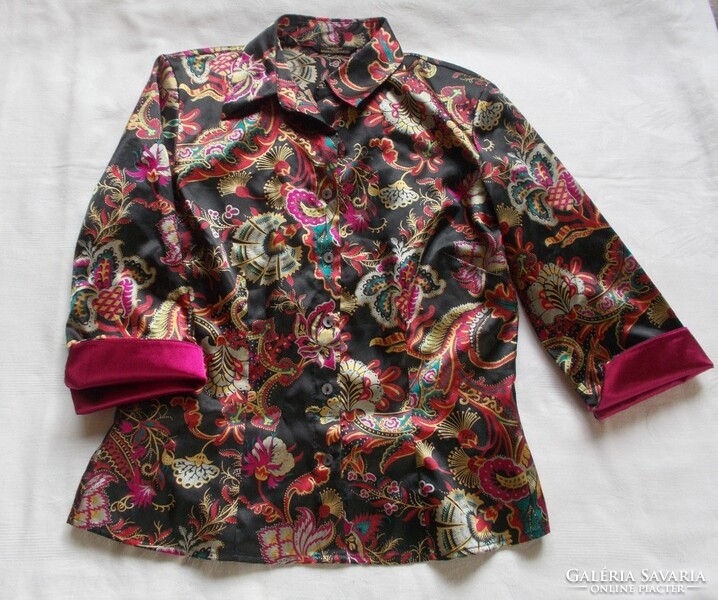 Marks Spencer silk casual top, oriental pattern blouse, shirt