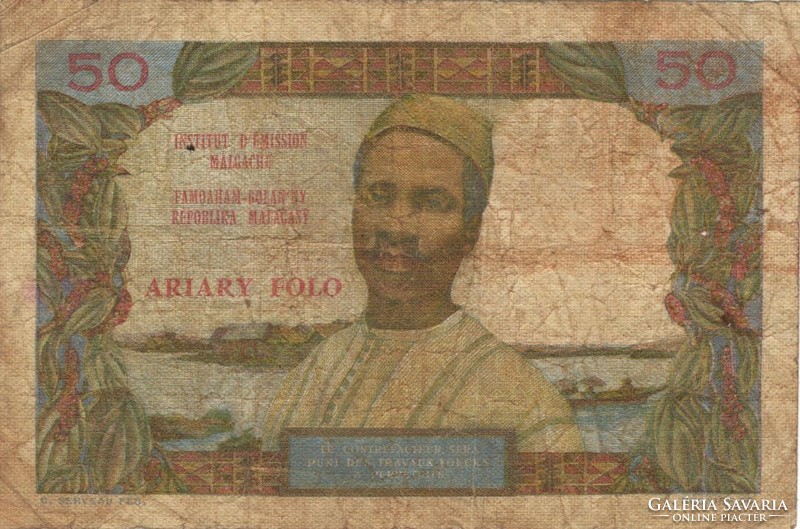 50 francs 10 ariary 1969 Madagaszkár Malagasy Malgas