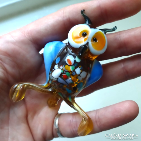 Flawless colorful glass owl figure