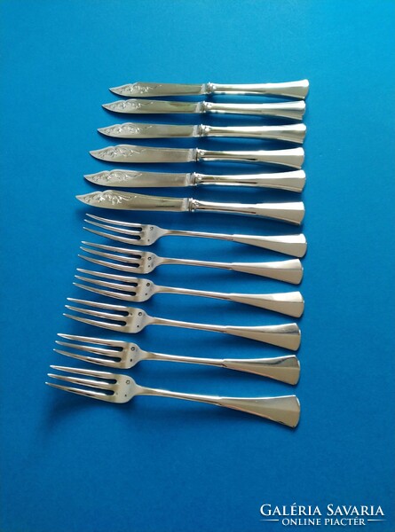 Silver 6-piece cake fork and 6-piece knife in English style