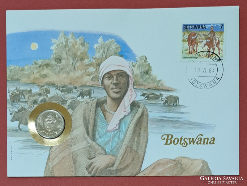 Botswana 1984. 10 Thebe érmés borítékban UNC