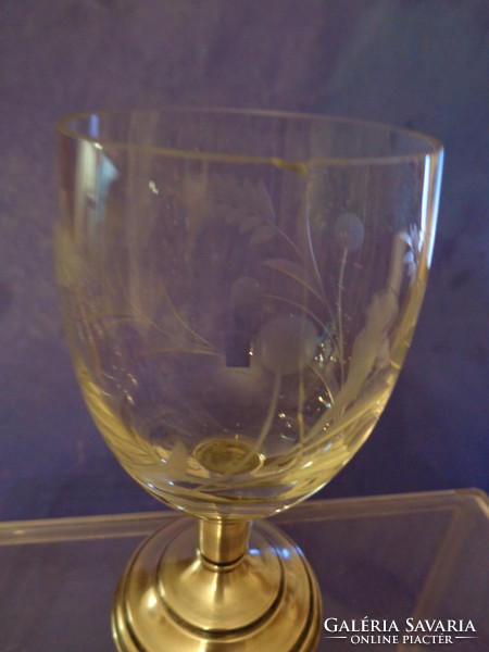 5 glass glasses with silver base