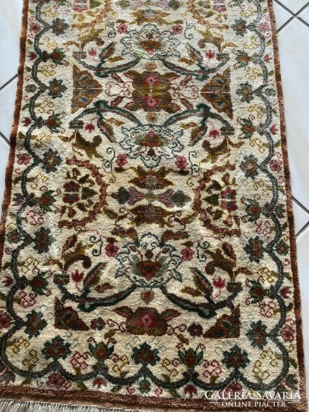 Hand-knotted Tunisian silk carpet 52x120