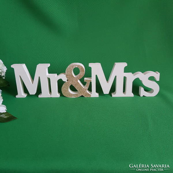 New, white and gold glitter mr & mrs table decoration, wedding decoration