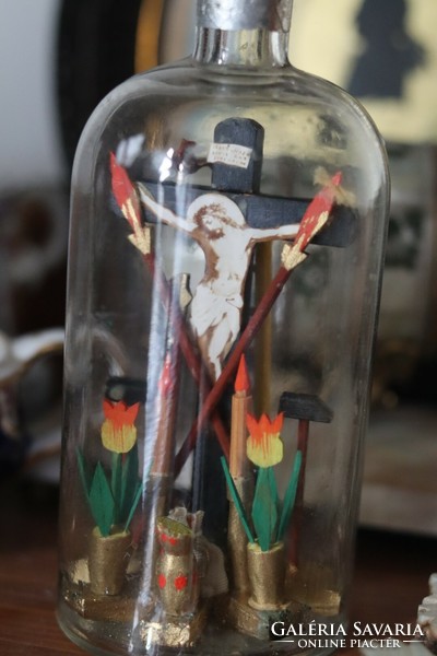 Old patience bottle - religious theme whimsy bottle
