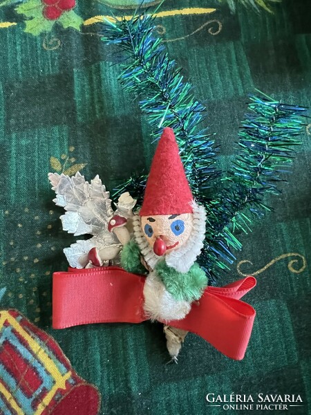 Old Christmas tree decoration with elf or dwarf mushroom
