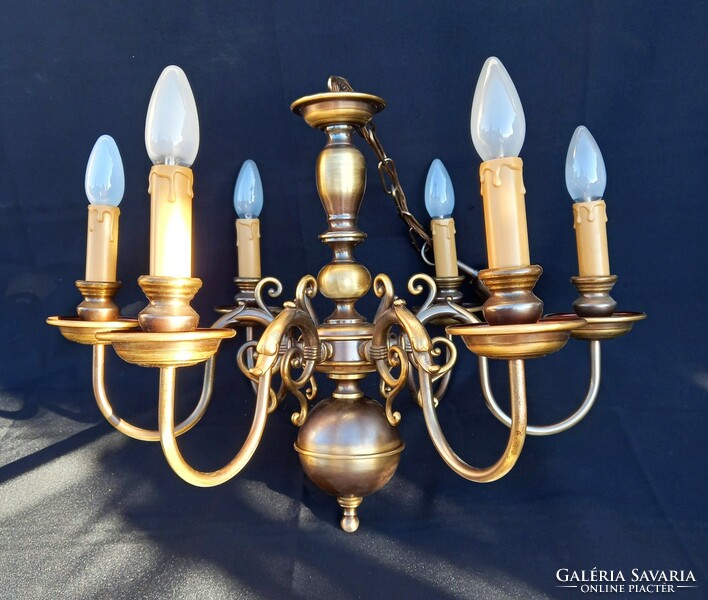Flemish copper chandelier with 6 arms z