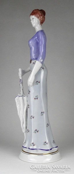 1P856 Woman with an umbrella large-scale porcelain statue from Raven House 41 cm