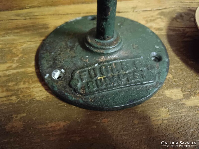 Apothecary scales, fughs g. With Budapest mark, cast iron base, working, with original weights, 1900