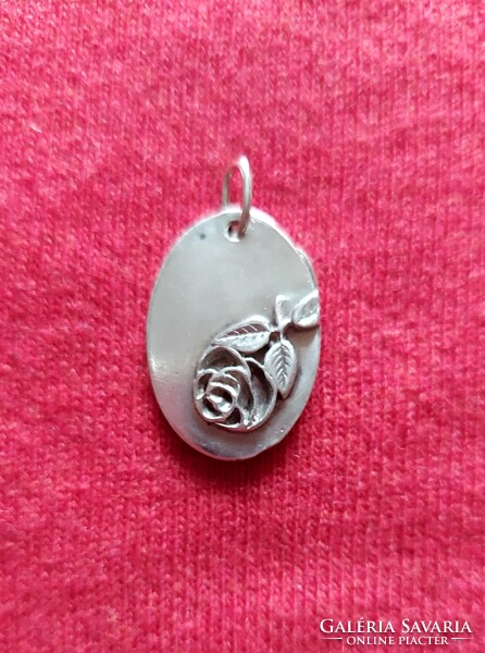 Old silver Mary, rose pendant