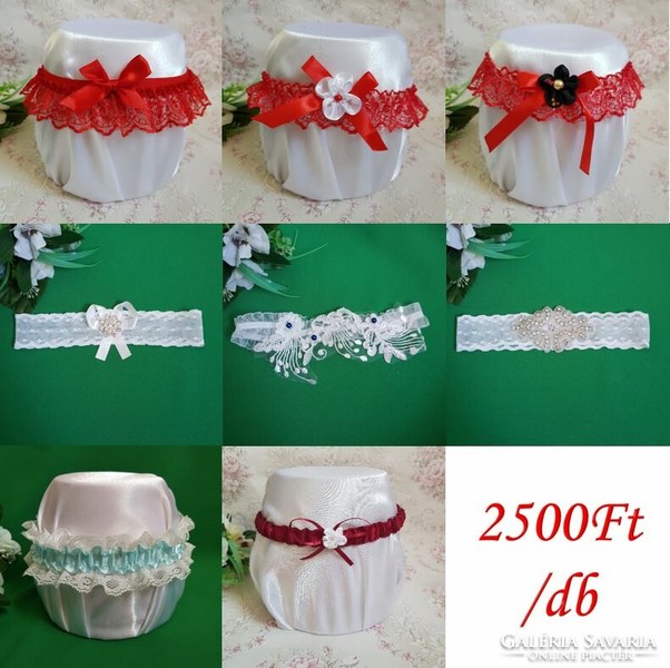 Bridal garter with red lace, red bow and flower, thigh lace