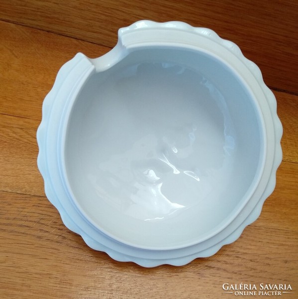 White Bavarian porcelain soup bowl with small rose handle, lid, for replacement, inner diameter 11.5 cm